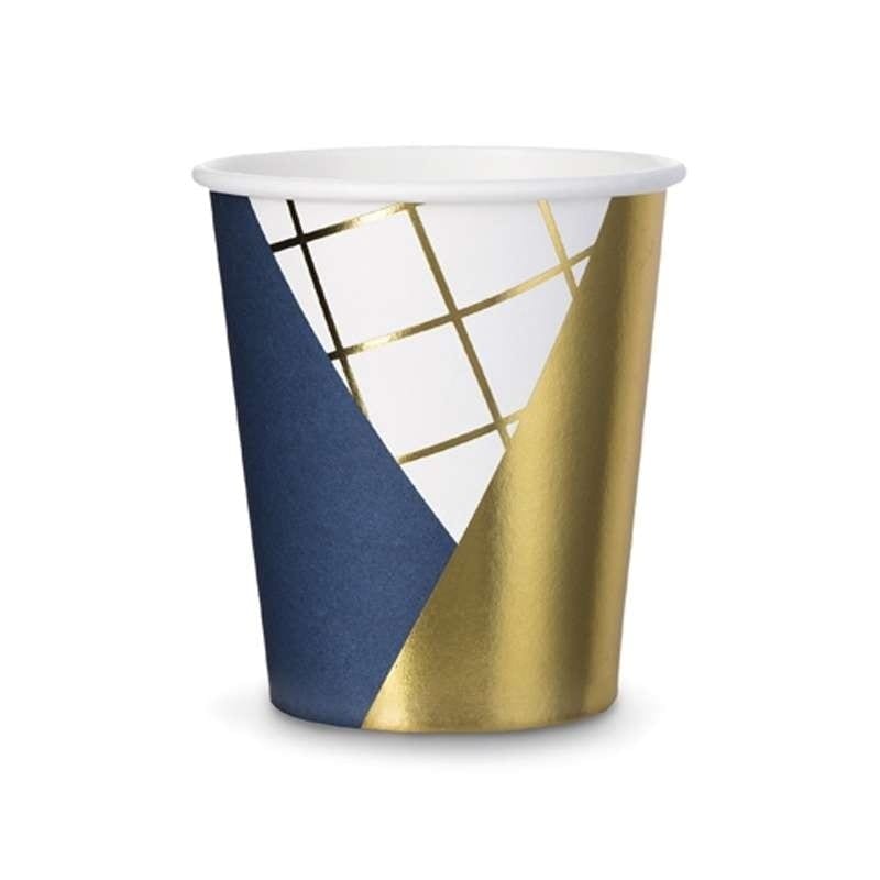 Bicchieri blu navy e oro in cartoncino 260 ml 6 pz – kpp18