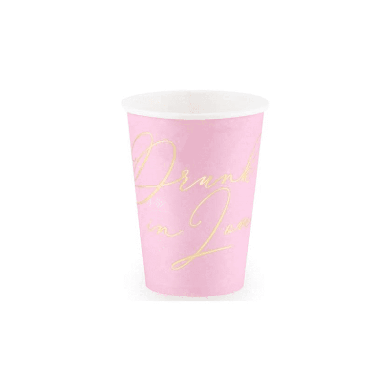 Bicchieri rosa con scritta oro drink in love rose gold 360ml 6 pz – kpp32