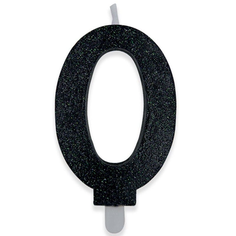 Candeline di cera Sweety nero glitter cm 9 – N°0