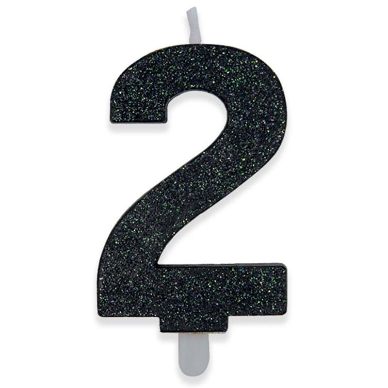 Candeline di cera Sweety nero glitter cm 9 – N°2