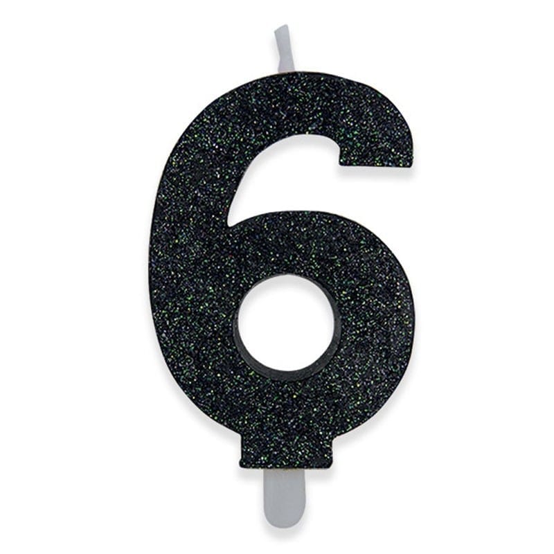 Candeline di cera Sweety nero glitter cm 9 – N°6