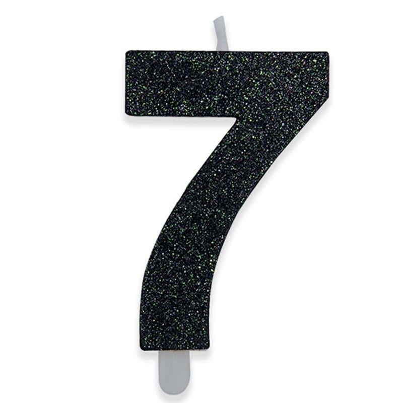 Candeline di cera Sweety nero glitter cm 9 – N°7