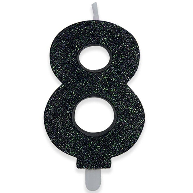Candeline di cera Sweety nero glitter cm 9 – N°8
