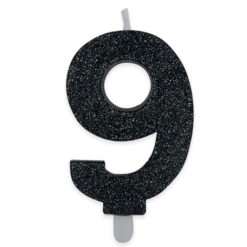 Candeline di cera Sweety nero glitter cm 9 – N°9