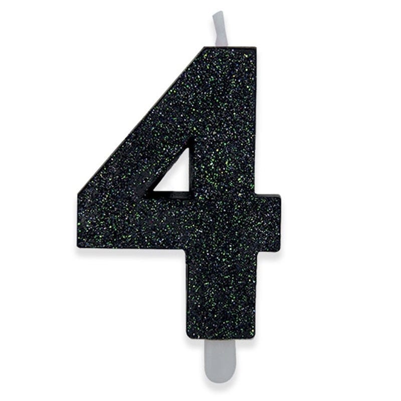 Candeline di cera Sweety nero glitter cm 9 – N°4