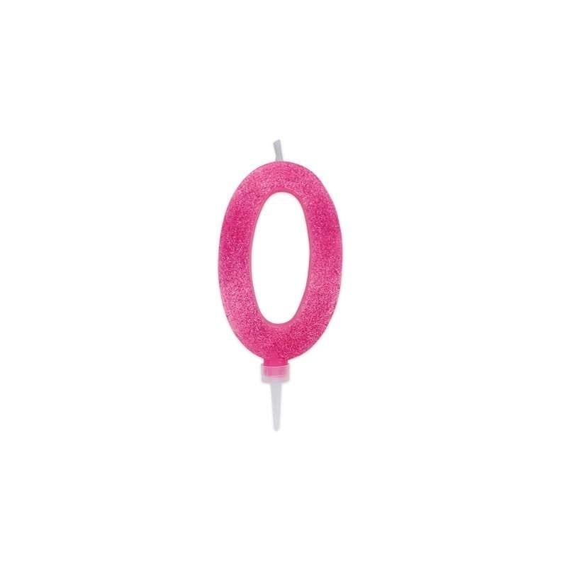 Candeline numeriche fucsia glitterate 15 cm numeri da 0 a 9