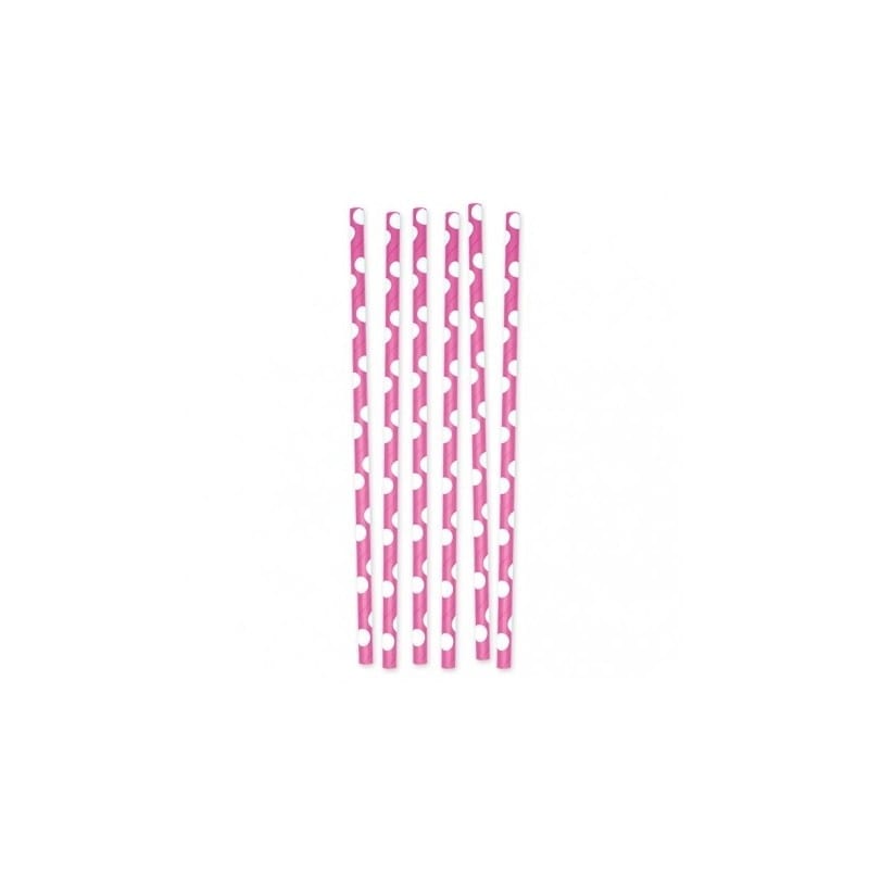Cannucce di carta a pois fucsia 10 pz – 73596
