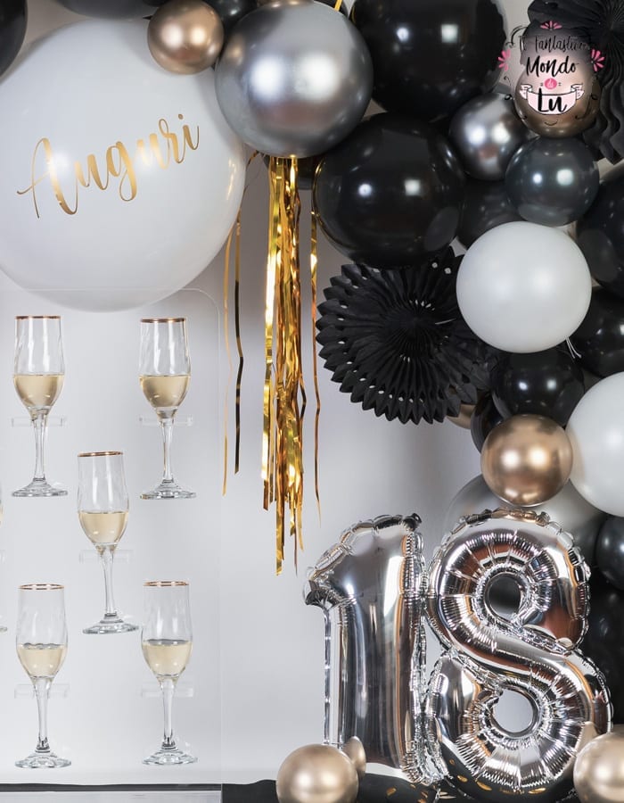 Ghirlanda Palloncini Fai Da Te Oro Nero Bianco