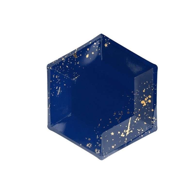Piatti dessert blu navy con macchie dorate 6 pz – tpp18