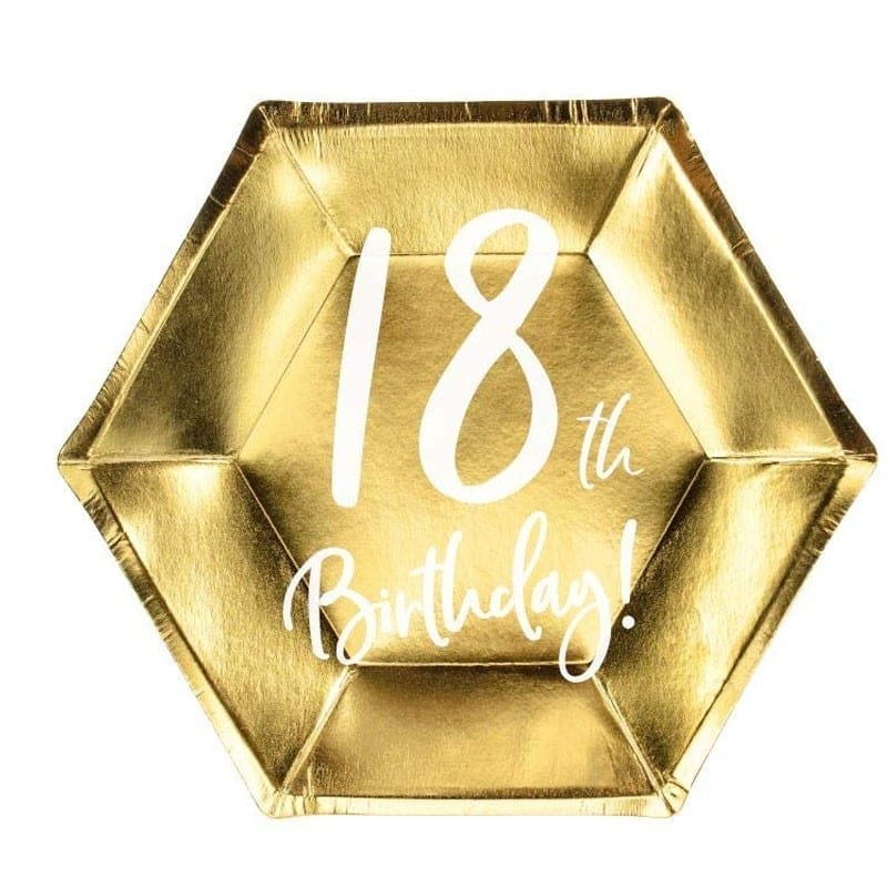 Piatti in carta 18 anni oro 20 x 6 cm 6 pz – tpp73-18-019m