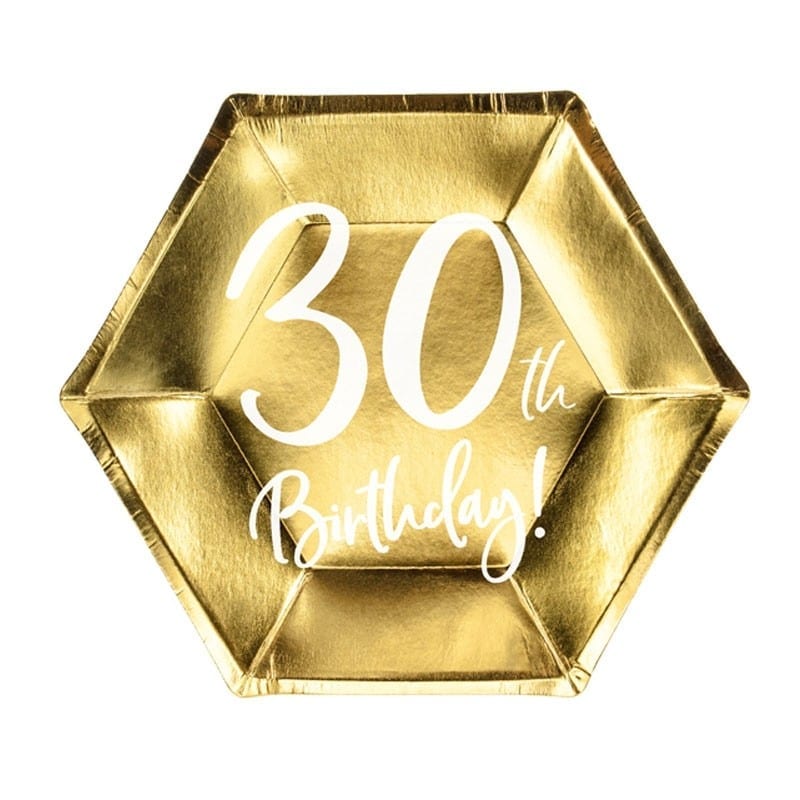 Piatti in carta 30 anni oro 20 x 6 cm 6 pz – tpp73-30-019m