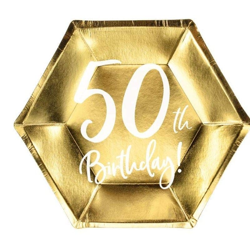 Piatti in carta 50 anni oro 20 x 6 cm – tpp73-50-019m