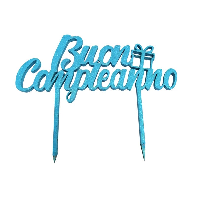 Cake topper in legno buon compleanno celeste – 1947