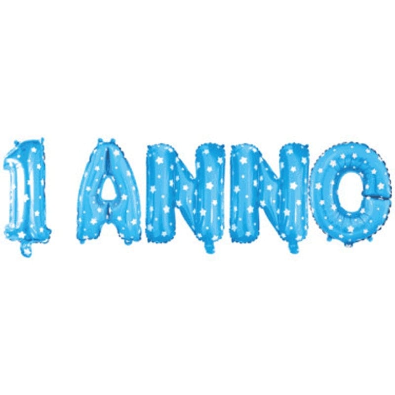 Composizione foil ” un anno” mylar celeste pois bianchi