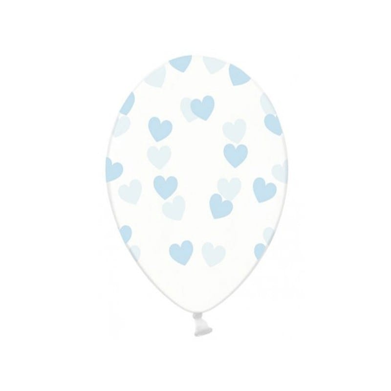 Palloncini crystal clear cuoricini celesti sb14c-228-099b pz 6