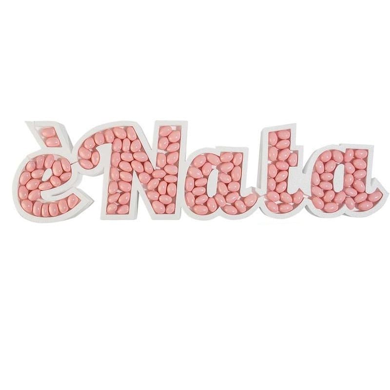 Scritta contenitore portaconfetti polistirolo è nata PC02