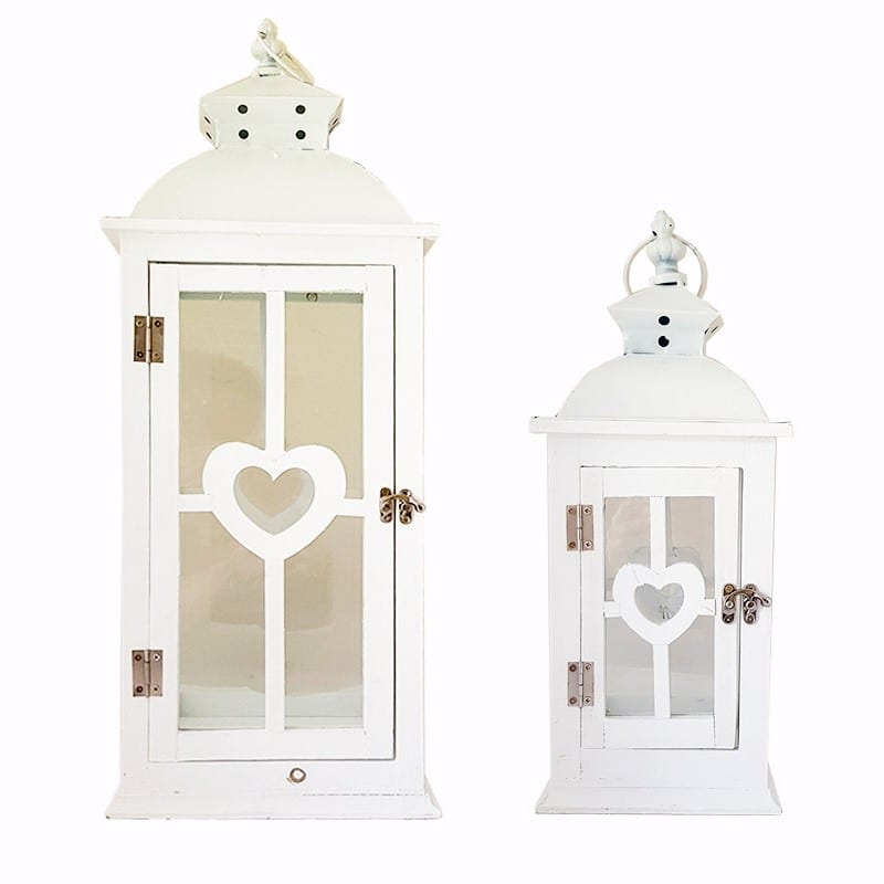 Set di 2 lanterne decorative in legno e metallo (cuore) – fgf03363