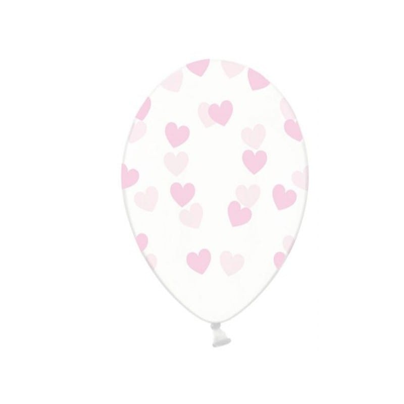 Palloncini crystal clear cuoricini rosa sb14c-228-099p pz 6
