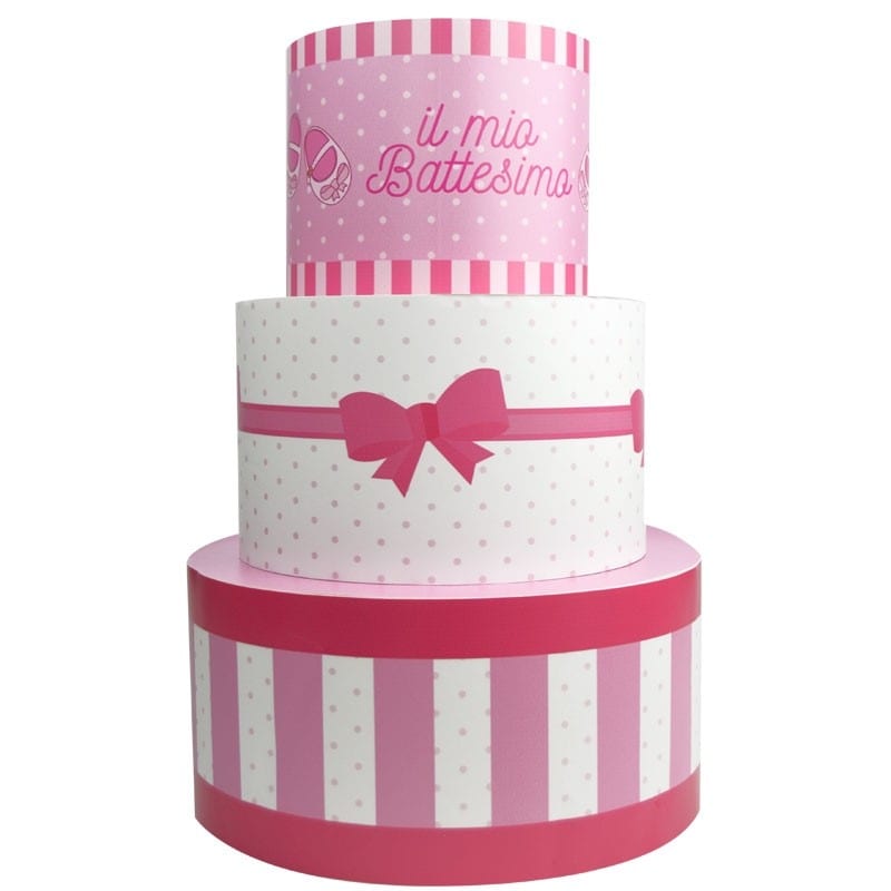 Torta scenografica per festa a tema il mio battesimo rosa vinile – 1869