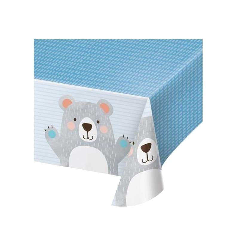 Tovaglia piccolo orso col. celeste in plastica 274×137 cm
